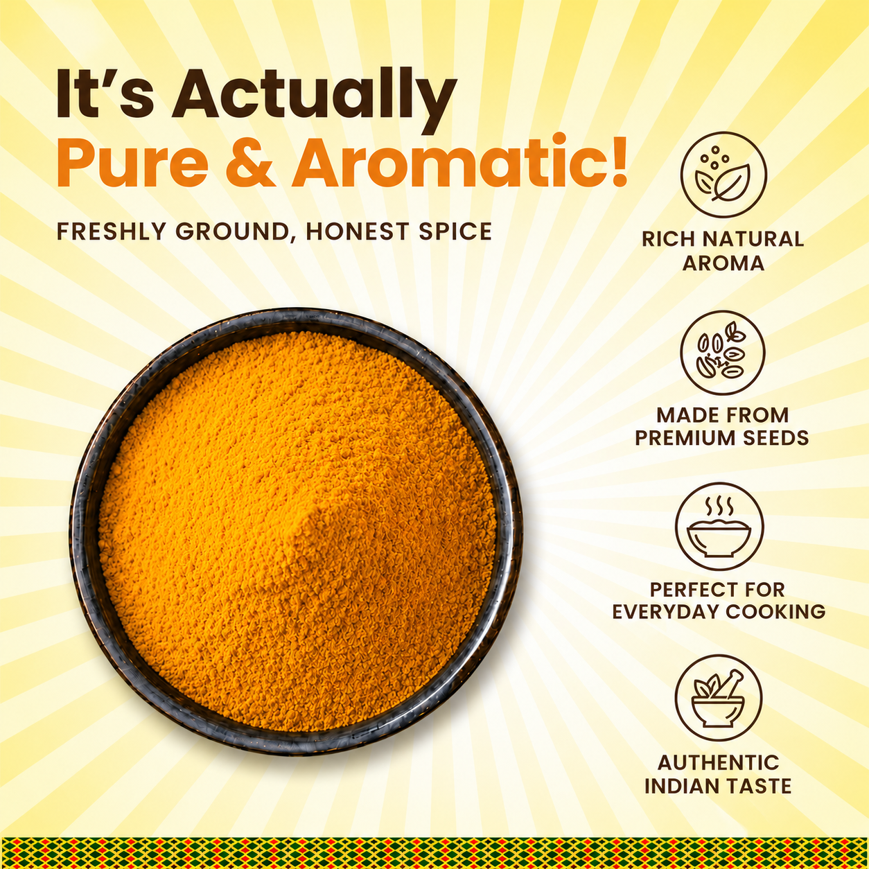 Premium Haldi Powder | Turmeric Powder Made from Selected Turmeric Roots | Traditional Indian Spice for Everyday Cooking | No Added Colour | 500 g