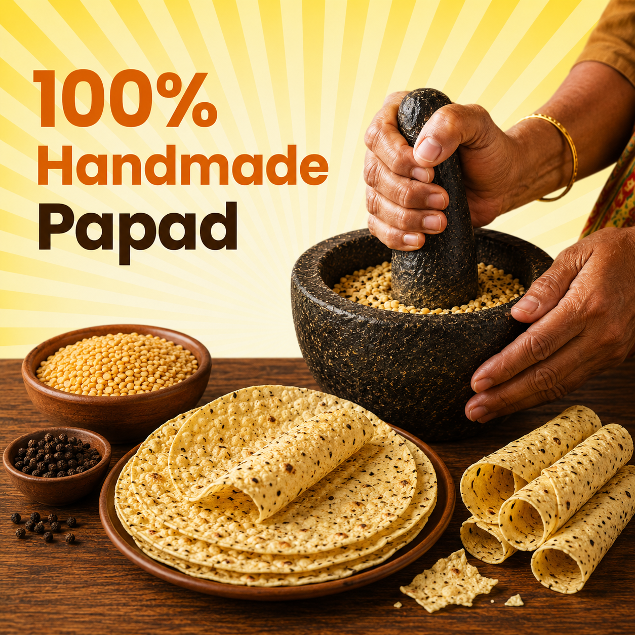 Premium Moong Special Papad | Zero Size | Traditional Handmade Papad | Made with Natural Moong Dal | 400 Gms