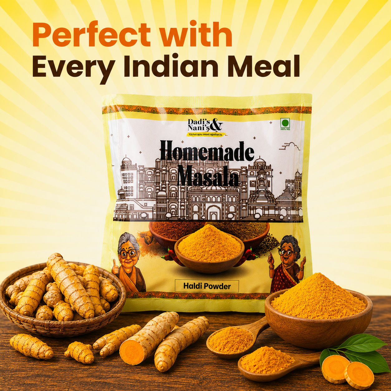 Premium Haldi Powder | Turmeric Powder Made from Selected Turmeric Roots | Traditional Indian Spice for Everyday Cooking | No Added Colour | 500 g