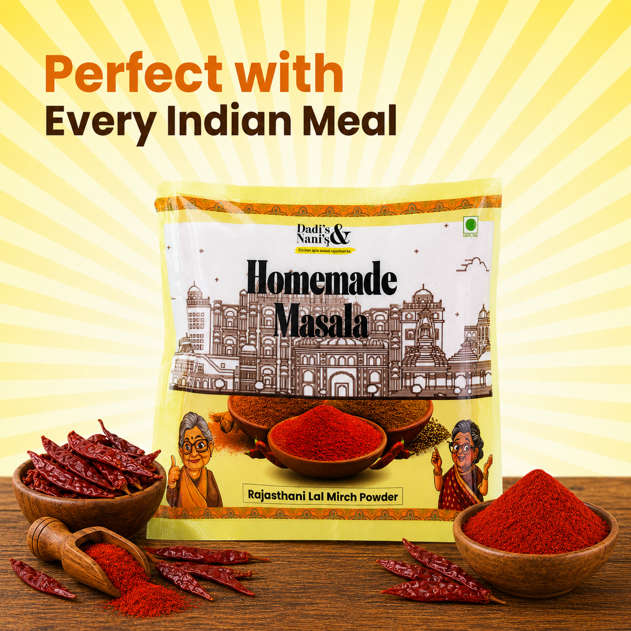 Premium Lal Mirch Powder | Red Chilli Powder Made from Quality Red Chillies | Traditional Indian Spice for Everyday Cooking | No Added Colour | 500 g