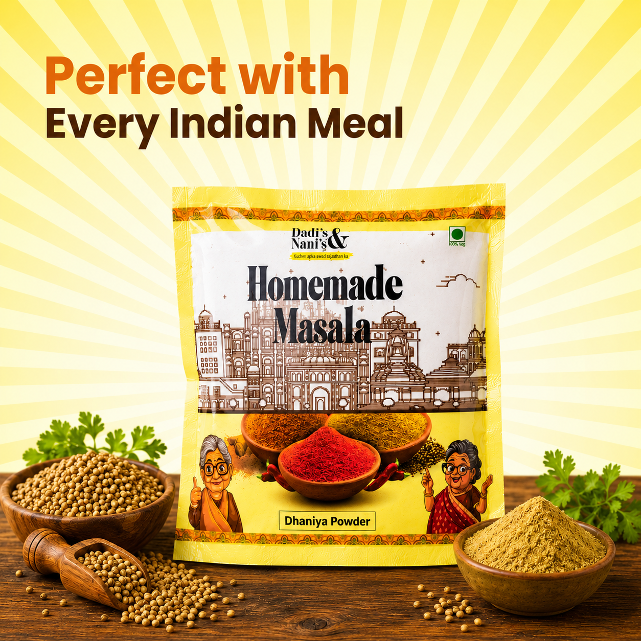 Premium Dhaniya Powder | Coriander Powder Made from Coriander Seeds | Traditional Indian Spice for Everyday Cooking | No Added Colour | 500 g