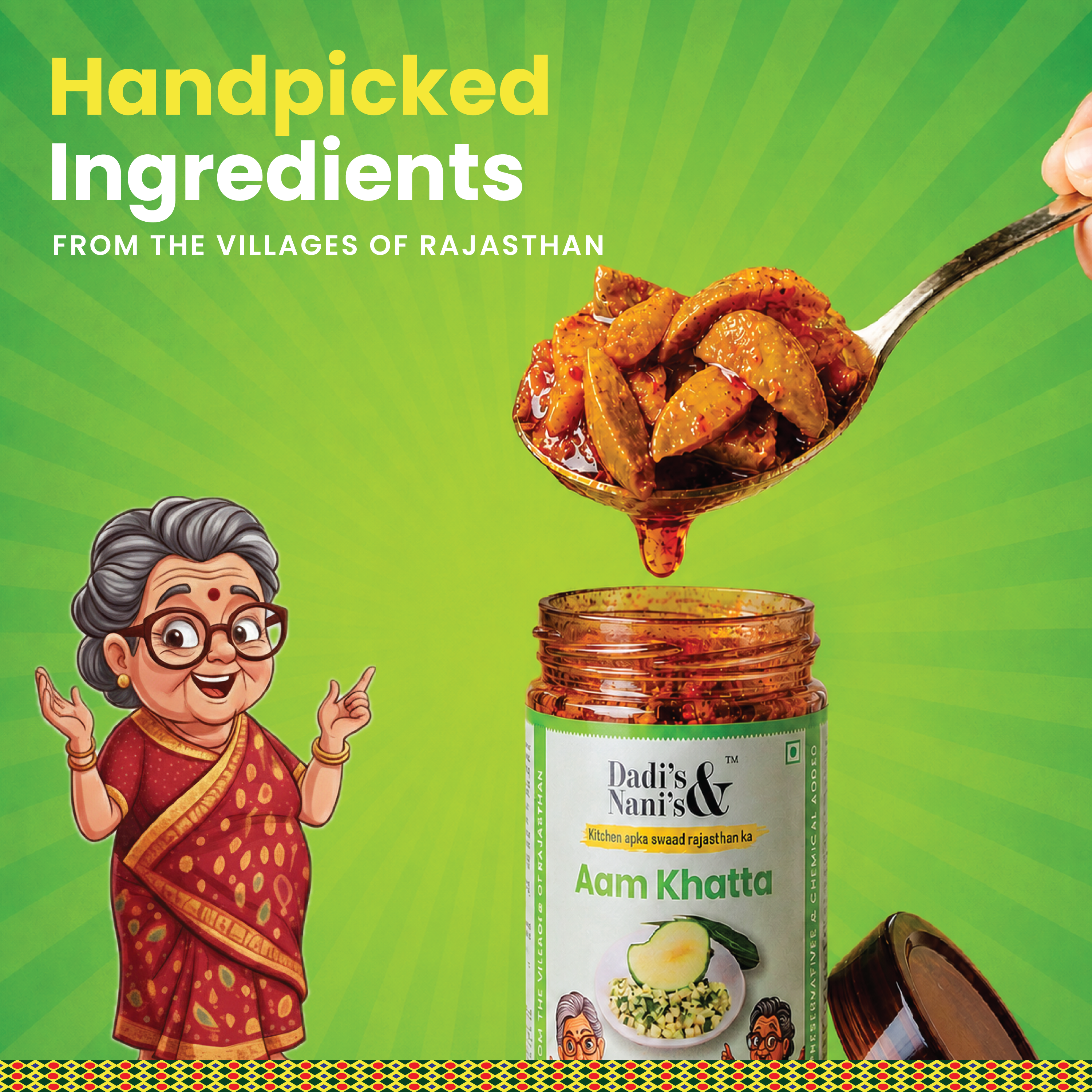 Premium Aam Khatta | Raw Green Mango Pickle | Cold Pressed Oil | 400 Gms