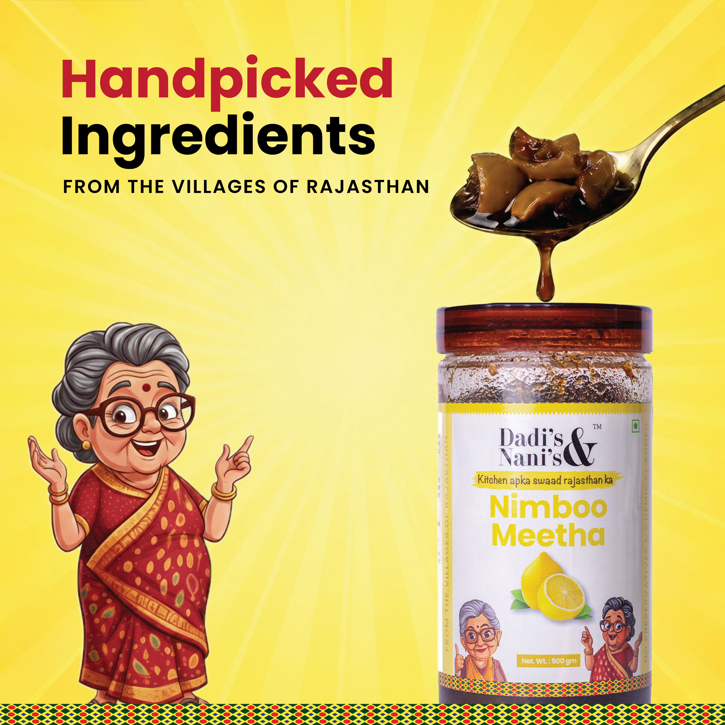 Premium Sweet Lemon Pickle with Jaggery | No Preservatives No Artificial Color | 500 g