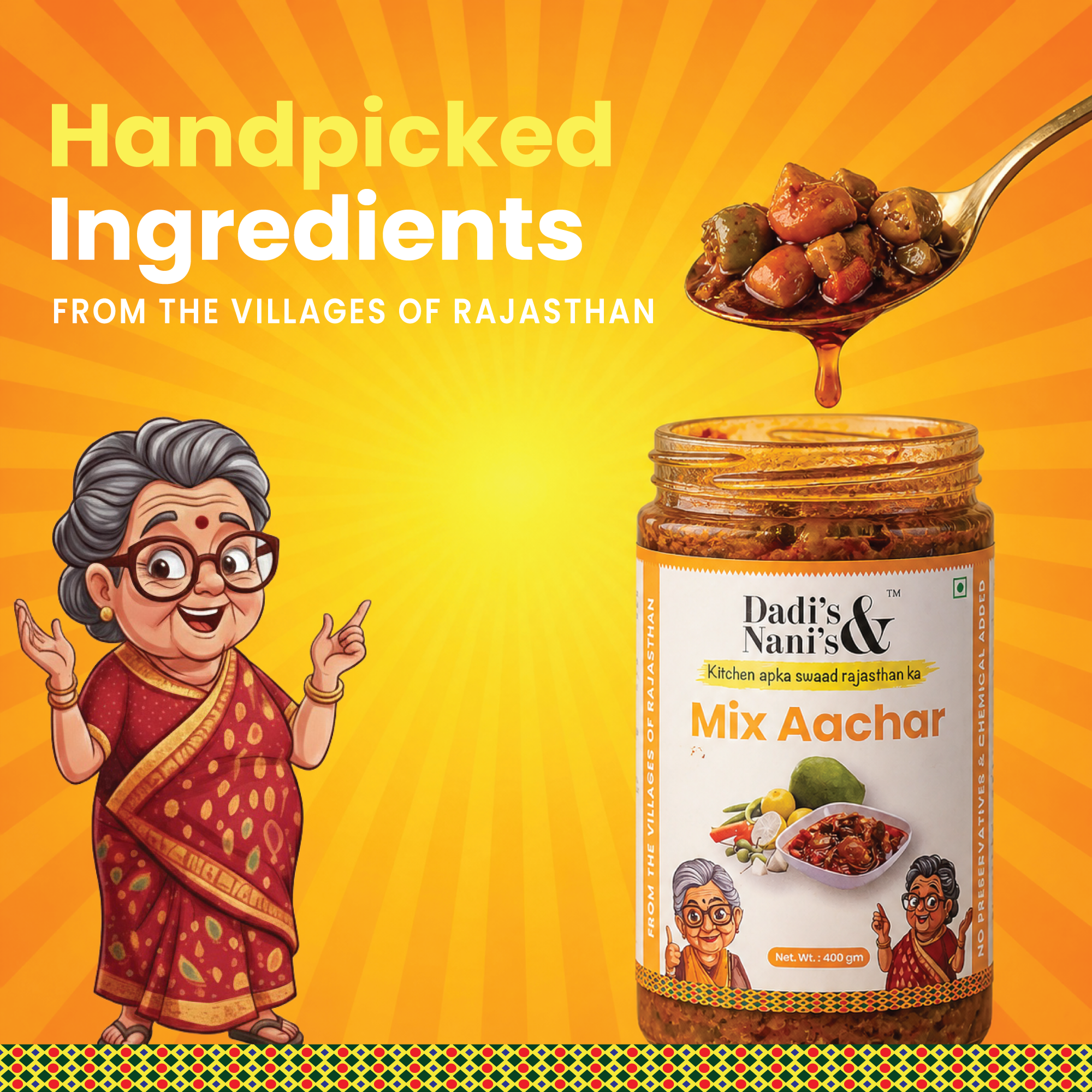 Premium Mix Veg Pickle | Mixed Vegetable Achar in Cold Pressed Oil | Traditional Homemade Style Pickle | No Preservatives No Artificial Colour | 400 g