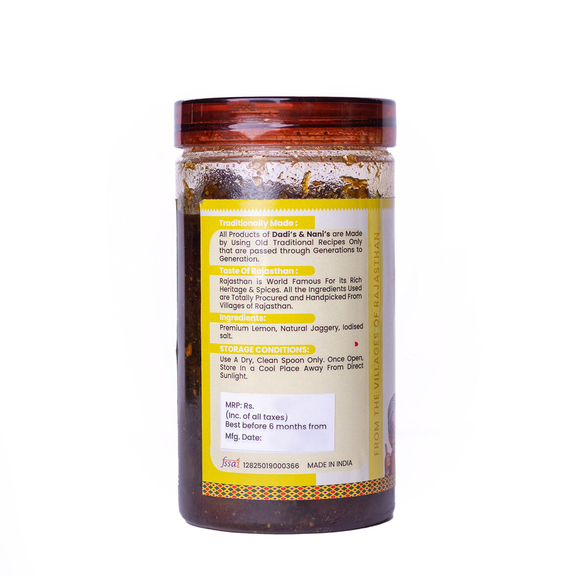 Premium Sweet Lemon Pickle | Meetha Nimbu Achar with Jaggery | Traditional Homemade Style Pickle for Meals | No Preservatives No Artificial Colour | 500 g